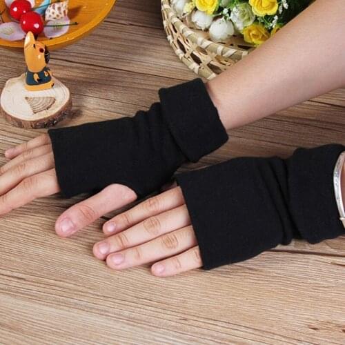 KLV Fashion Unisex Men Women Knitted Fingerless Winter Gloves Soft Warm Mitten Solid