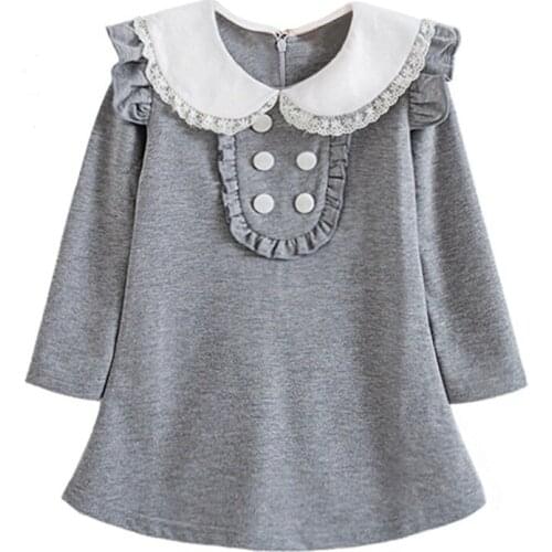 2021 Children Winter Evening Dress Autumn Party Dresses Baby Girls Doll Collar A-line Mini Princess Dress Kids Girl Clothes