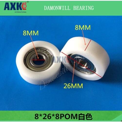 Rubberized roller with screw 8*26*8 POM 4pcs package plastic nylon wheel 608 bearing polyurethane pulley rubber wheel