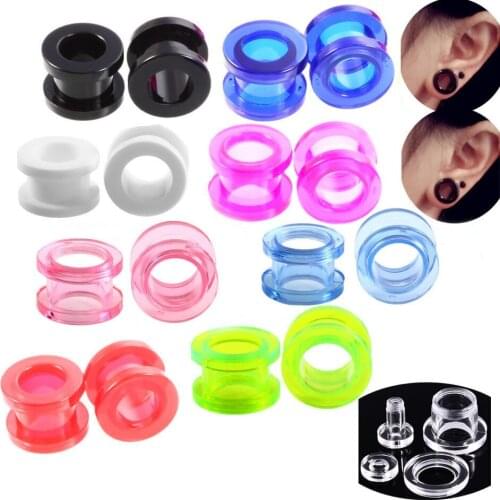 1pairs Multicolor Acrylic Ear Stretching Expander Piercing Body Jewelry Many Sizes Flared Ear Flesh Tunnels Fake Ear Plug Bijoux