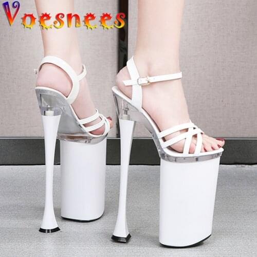 Super High Heels Sandals Women Summer 2021 New Sexy Platform Stiletto Heels 26cm Female Shoes Patent Leather Ladies Party Shoes