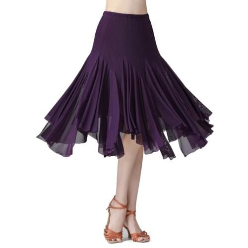 Mesh Irregular Hem Long Skirt Modern Waltz National Standard Dance Wear Splicing Big Hemlines Dancing Stage Practice