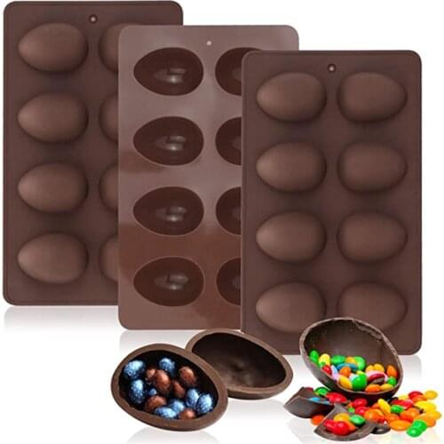 8 Cavity Easter Egg Silicone Mold Non-Stick Pastry Dessert Chocolate Candy Jelly Desserts Ice Tray Mould Cake Decorating Tools