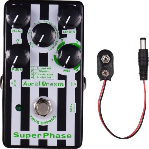 Aural Dream Super Phase Phaser Guitar Effect Pedal 4 Modes 6 Waves Aluminum Alloy Shell with True Bypass