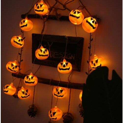 20 LED Halloween Pumpkin Lantern String Lights Battery Operated Halloween Skull Patio Lights Indoor Outdoor Home Decoration