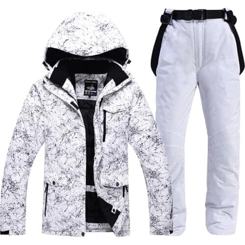 -30 Warm Men & Women Snow Suit Wear Snowboard Clothing Sets Winter Outdoor Sports Waterproof Costume Ski Jackets and Strap Pants