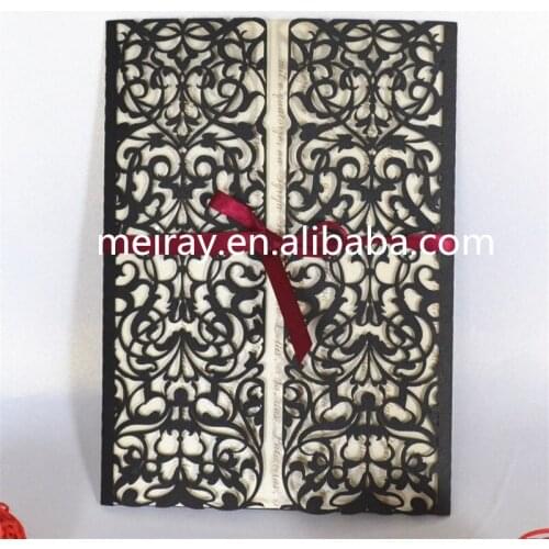 Card Product Type and Invitation Use Luxury Wedding Invitation Cards With Ribbon