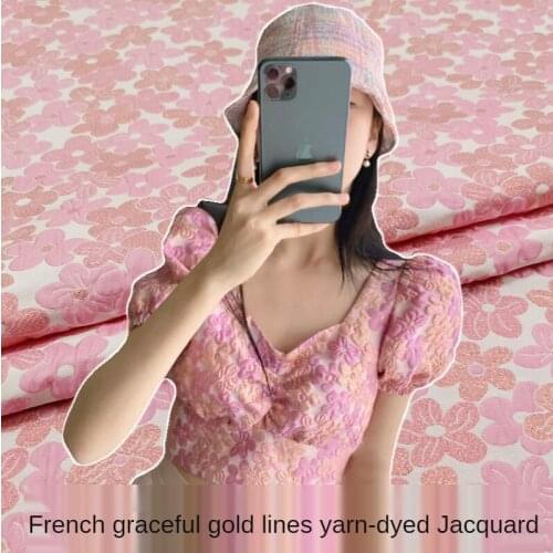 160*50cm Light Luxury Palace Fragrant Gold Jacquard Garment Fabric Bubble Skirt Top Brocade Dress Fabric