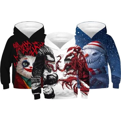 Big Size Halloween Boys Hoodies Scary Cat and Snowman Teenagers Sweatshirt for Boy Kids Halloween Costume Children Coat