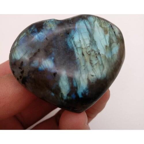 TOP! Natural beautiful labradorite QUARTZ CRYSTAL The heart HEALING