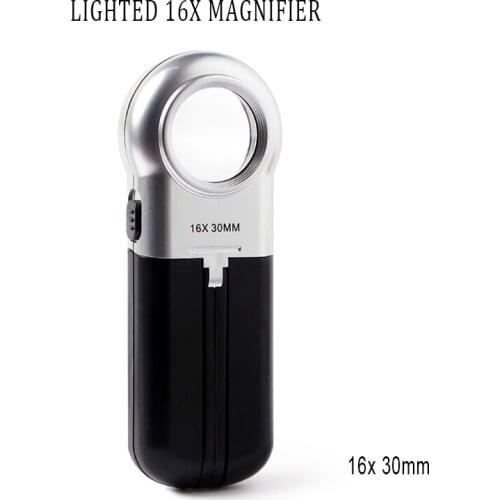 UANME Foldable Desktop 16X Magnifier LED Compact Desk Lamp Lighting Loupe Multifunction Magnifying Glass For Reading Writing