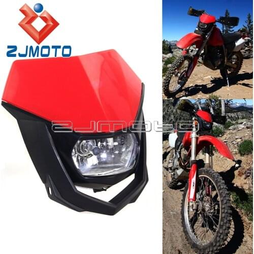 Dirt Bike Motocross Universal Headlight Red Headlamp H4 35W Headlight Fairing Enduro For Honda CR CRF KX KXR WR YZ XR 250 450