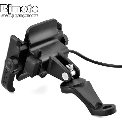 BJMOTO Universal Chargeable Motorcycle Mobile Phone Holder For iPhone Samsung GPS Mount to Rearview Mirror Stand