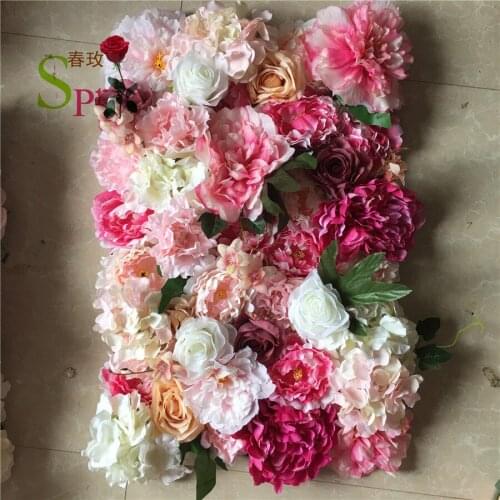 SPR Customized Artificial Silk Wedding Roll Up Flower Wall Rose Backdrop