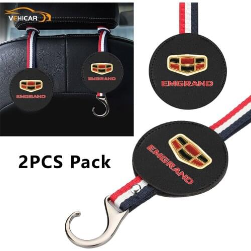 VEHICAR Car Seat Headrest Hooks 2Pcs For EMGRAND Car Back Seat Organizer Hanger Storage for Car SUV Handbag Clothes Coats Bags