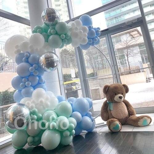 Green Blue White Silver Matte Pastel Balloon Garland Arch Kit 1st 21st Birthday Decoration Boy Baby Shower Wedding Christening