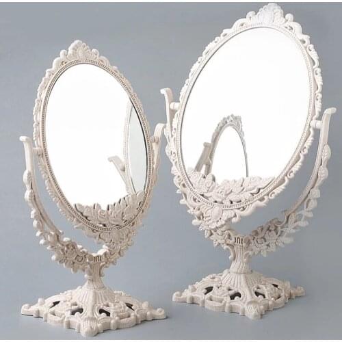 Наклейки на стену Makeup Mirror Oval Round Handle For Ladies Beauty Dresser Vintage Spin Assembly Cheap Table Desk Cosmetic