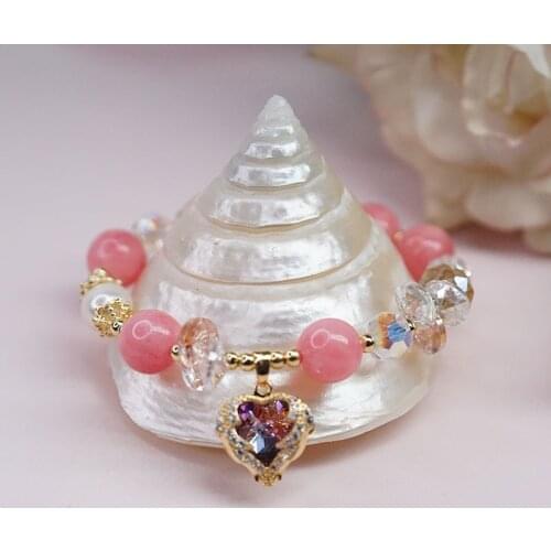 Heart of The Sea Female Girls New Student Baroque Pearl Zircon Crystal Bracelets Korean Girlfriend Bangles Jewelry for Women