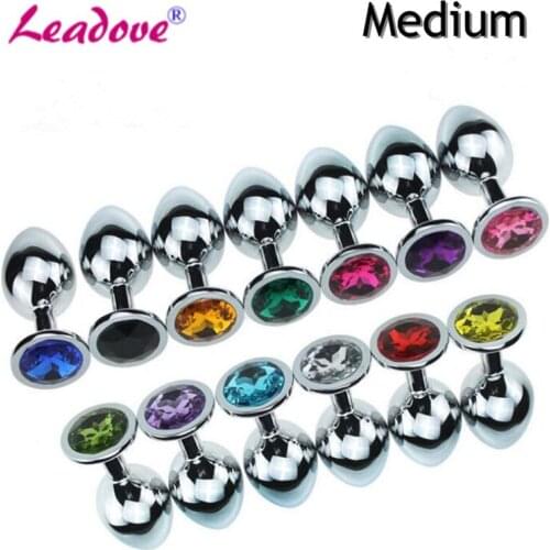 100pcs/lot Medium Size 85X32mm Metal Anal Toys Butt Plug Stainless Steel Crystal Anal Bead Adult Sex Toys for Couple GS0023