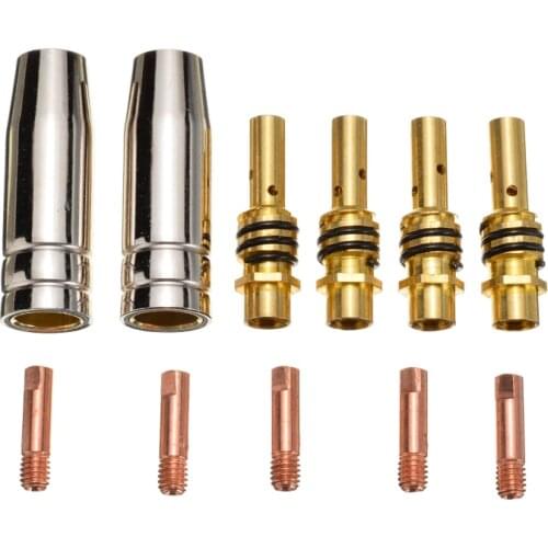 11Pcs/Set Mig Durable Welding Welder Torch Nozzles Tip Holder Contact Tips 0.040" Gas Diffuser Set For Torches