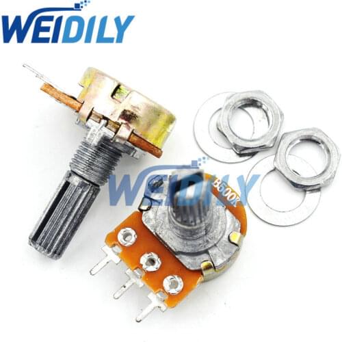 5PCS/LOT 20mm Shaft WH148 B500K 500K Linear Potentiometer With Nuts And Washers 3pin Single Joint