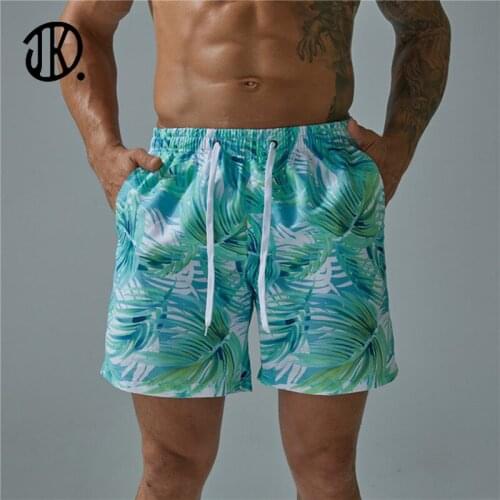 2021 Summer Beach Casual Shorts Sports Board Trunks Loose Printed For Men Swimwears 2XL Plus Size High Elastic Waist Male Short