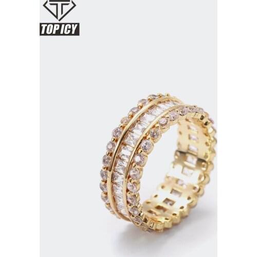 2021 New Arrival Thick Multiple Square Stones 6 Times 14k Gold Plated Brass Ring AAA+ Cubic Zircon Prong Setting Rings Jewelry