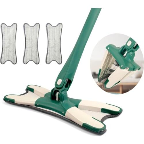 360 Degree X-Type Floor Mop Flat Mops for Wood Ceramic Tiles Cleaning with 3pcs Reusable Microfiber Pads Fashion Household Tools