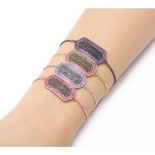 Gold silver Chain bracelet micro pave cz rope color Cubic Zirconia adjusted Macrame bracelet Bangles jtu4 Charms Women Jewelry