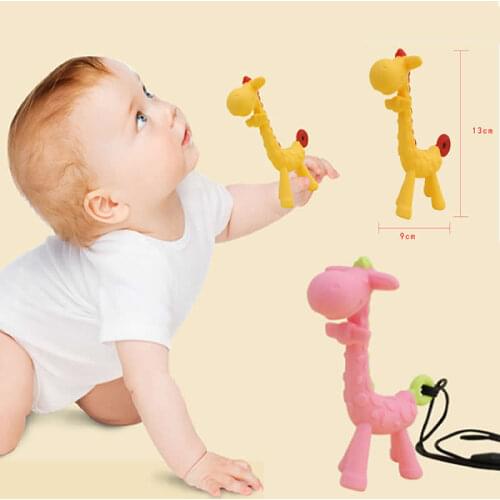 Cartoon Giraffe Shape Baby Teether Silicone Infant Teething Toy New Necklace Hanging Toy For Baby Silicone Bite Teether