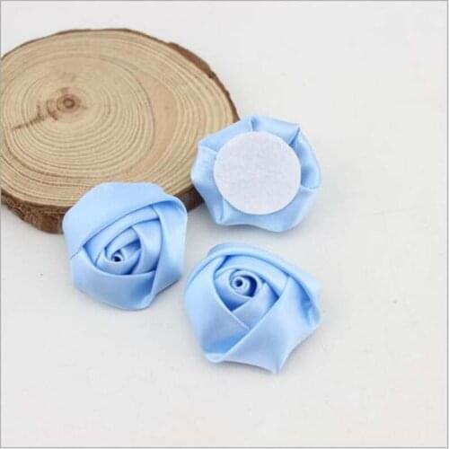 Diy 200Pcs/Lot 3.5cm Sky Blue Flowers Handmade Satin Rose Ribbon Flowers DIY For Make Wedding Bouquet Flower AccessoriesViolet