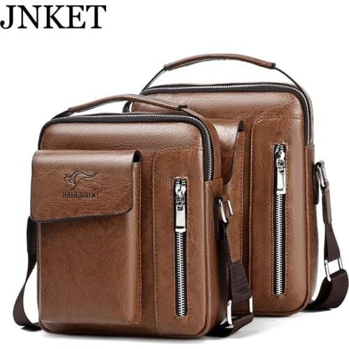 JNKET New Men Retro PU Leather Shoulder Bag Casual Crossbody Bags Handbag Business Sling Bag Large Capacity Messenger Bag