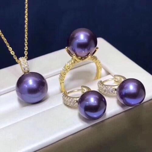 925 Silver Fashion Pearl Pendant Ring Earrings Set Mountings Findings Beautiful Jewelry Set Parts Fittings for Pearls Beads