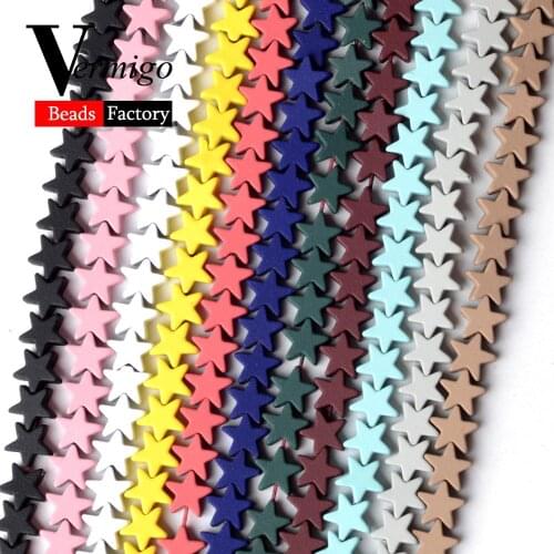 Brown Nanotech Rubber Hematite Pentagram Shape Loose Beads For Jewelry Making 6mm 80pcs Charm Beads For Bracelets Necklaces 15