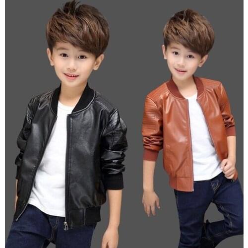 Boys Jacket PU Leather 2020 Autumn Winter Jackets For Boys Coat Kids Outerwear Coats Plus velvet Children Clothes Jacket 2-14 Y