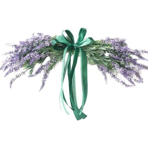 Lavender Door Swag, Purple Artificial Floral Swag Chair Garland with Ribbon Bow for Door Wall Home Wedding Arch Decor