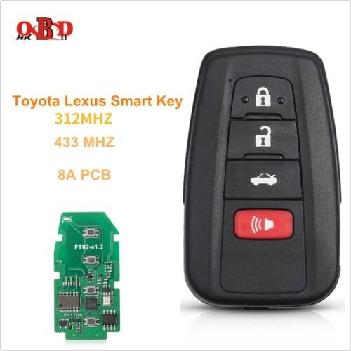 Lonsdor FT02-0410 312/433MHz Fit for Toyota Camry/Lexus 4 Buttons Car Smart Remote Key Replaceme Printed Circuit Board 8A PCB