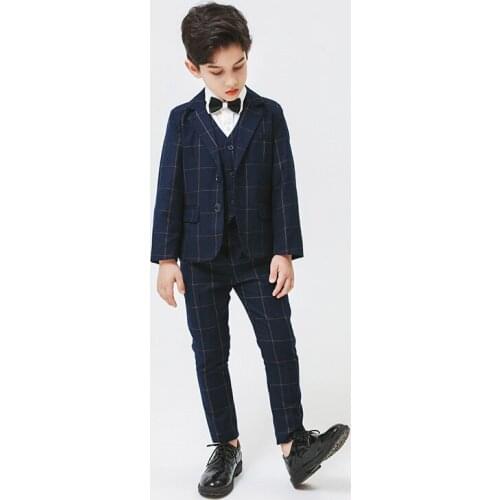 Formal Boys Blazers Vest Pants 3PCS Suit for Weddings Children Party Clothes Kids School Costume Gentlemen Teenager Tuxedos Set