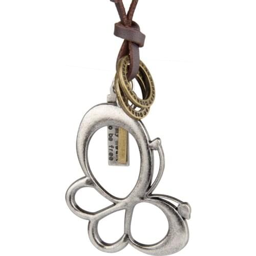 NIUYITID Vintage Insect Necklaces & Pendants Men Leather Chain Neckless Jewelry Adjustable Retro Accessories Male erkek kolye