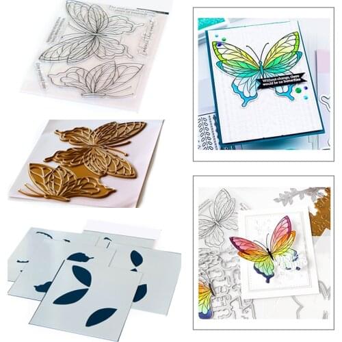 2021 New Insect Butterfly Plastic Stencil Clear Stamps Hot Foil Metal Cutting Dies For Craft Making Greeting Card Scrapbooking