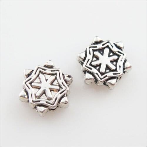 New 60Pcs Tibetan Silver Color Flower Star Spacer Beads Charms 8mm
