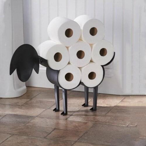 New Black Sheep Toilet Roll Holder Paper Bathroom Free Standing Metal Storage Sheep Decorative Toilet Paper Holder Bathroom
