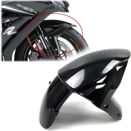 For Kawasaki ZX-10R ZX 10R 3K Carbon Fiber Motorcycle Accessories Front Fender Splash Mud Dust Guard Mudguard 2016-2020