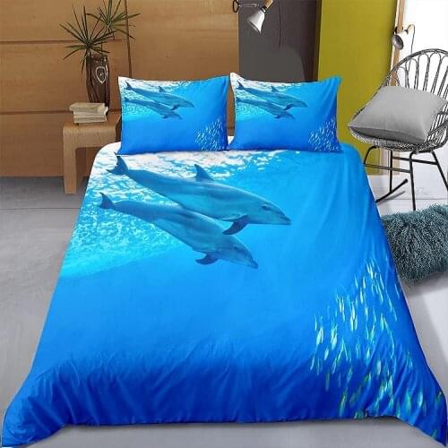 3D Shark Printed Duvet Cover Kids Adult Bedding Set Marine Life Bedspread Blue Ocean Fish Duvet Cover Animal Bed Linen Sets