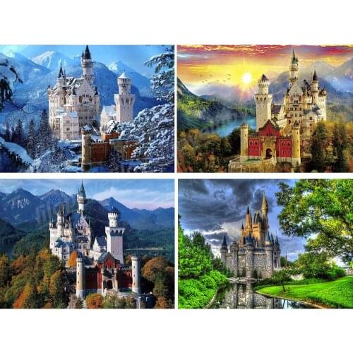 Full Square 5D DIY Diamond Painting Swan Stone Castle Embroidery Christmas Decoration Jesus Church Pictures of Rhinestone FG1591