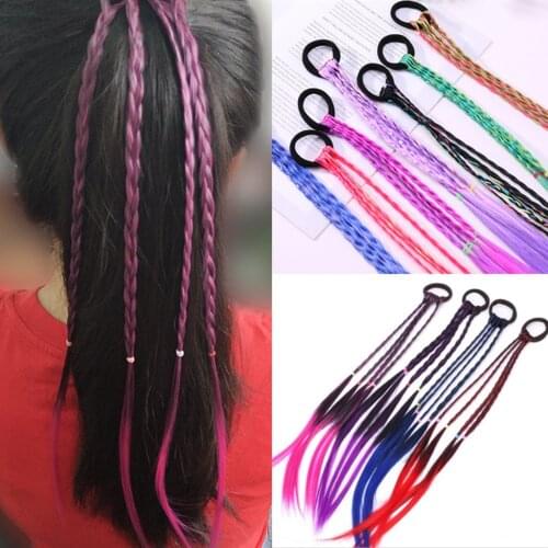 New Girls Colorful Wigs Ponytail Hair Ornament Headbands Rubber Bands Beauty Hair Bands Headwear Kids Hair Accessories Head Band
