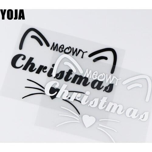 YOJA 16.4X12.4CM MEOWY CHRISTMAS Creative Window Car Sticker Vinyl Decals ZT4-0046