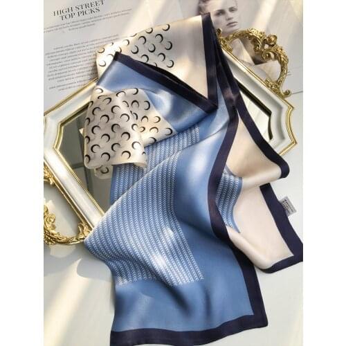 Shawl 100% Silk Scarf Women Floral Fashion Neck Scarf Spring Summer Long Double-layer Double-sided Printed 15*145cm