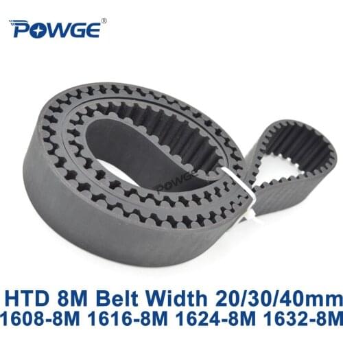 POWGE HTD 8M synchronous Timing belt C=1608/1616/1624/1632 width 20/30/40mm Teeth 201 202 203 204 HTD8M 1608-8M 1616-8M 1632-8M