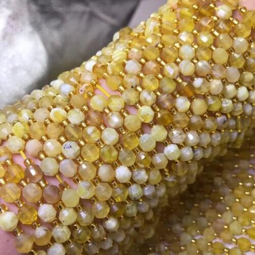 Loose beads square FACETED Gradient yellow Opal 6mm for DIY wholesale 14" FPPJ gemstone